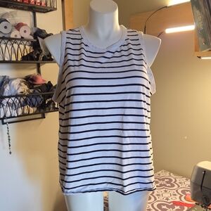 Lane Bryant Black and White Striped Tank Top